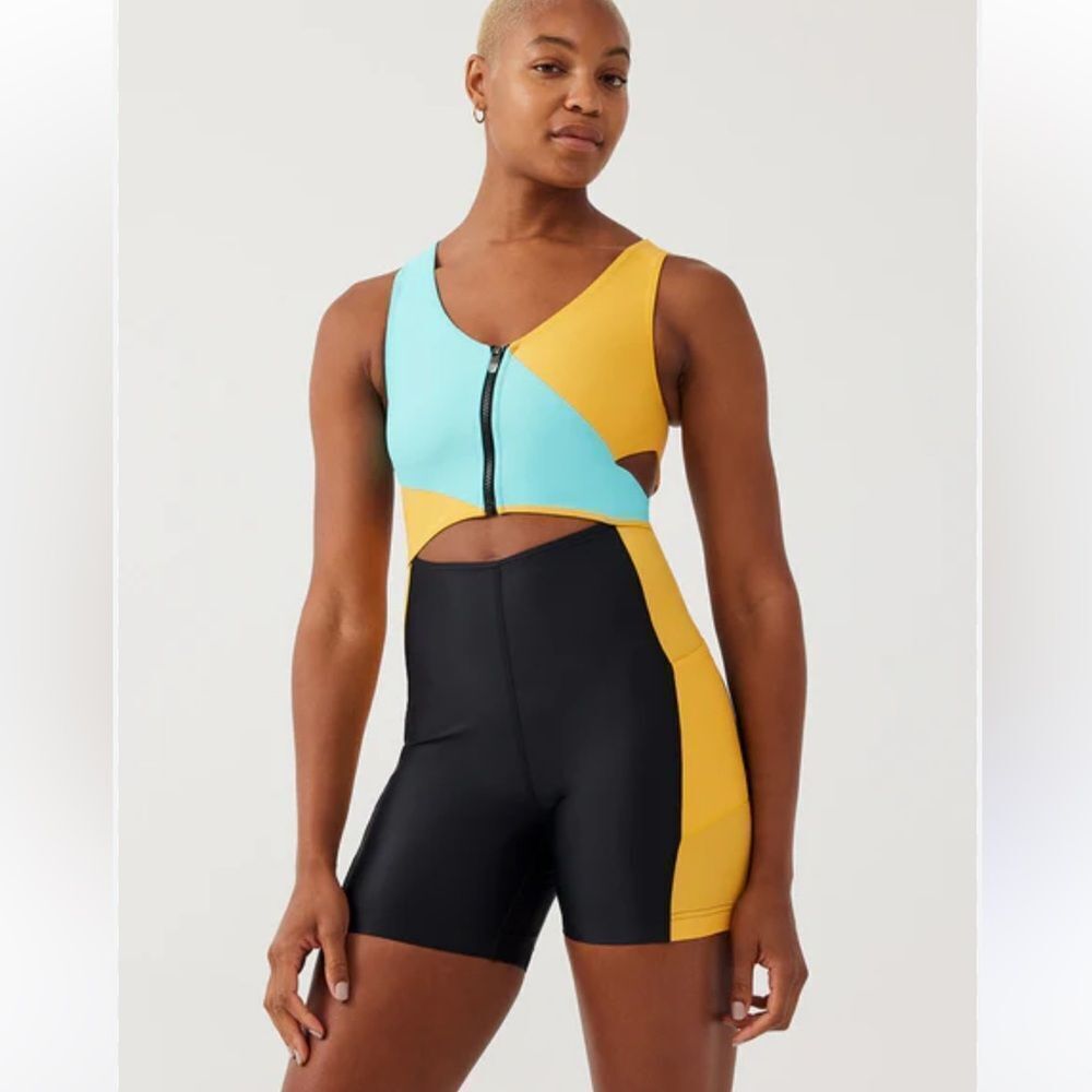Ladies Outdoor Voices Color Block SplashKnit 6”‎ Bodysuit Size Small